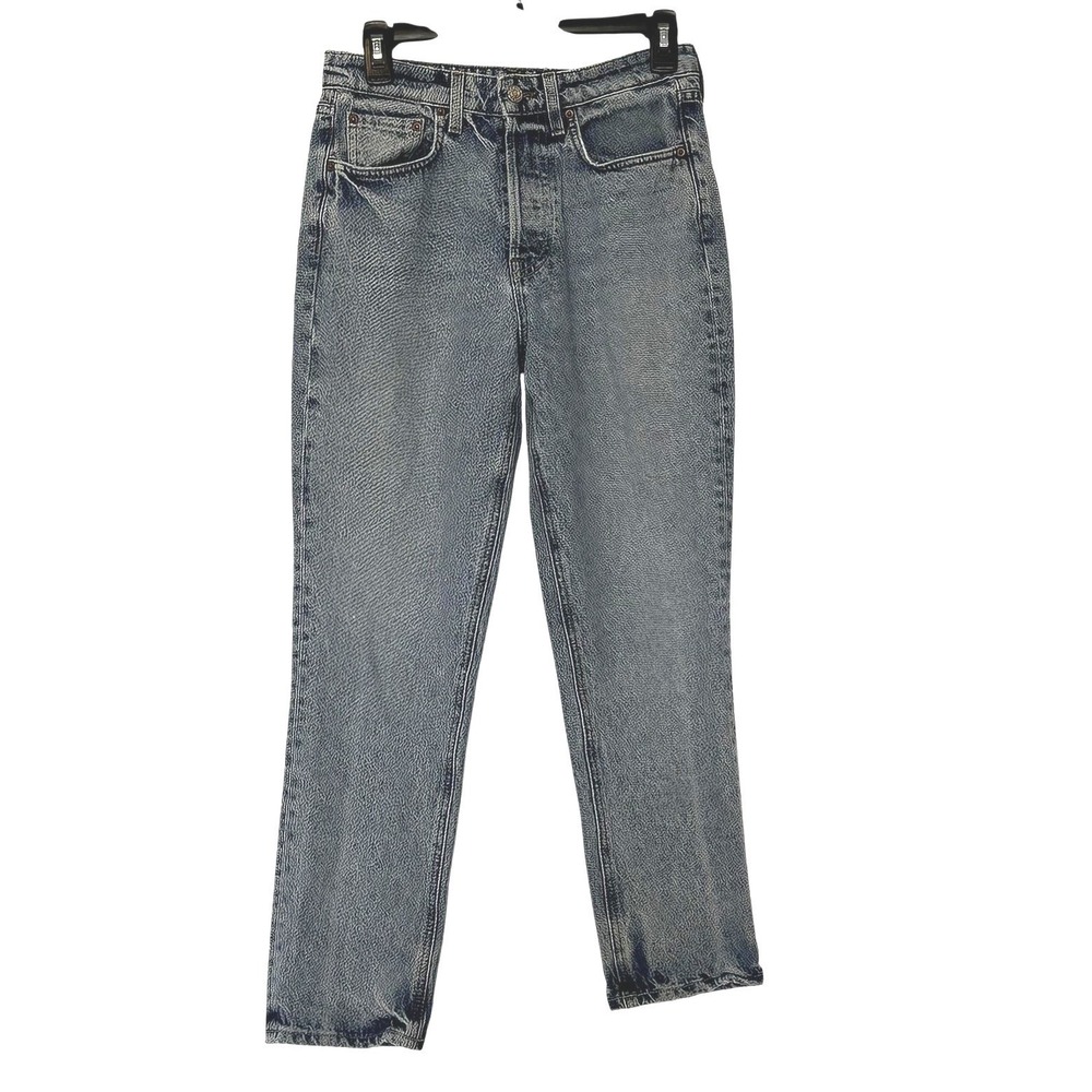 GRLFRND Jeans Womens 26 Blue High Rise Straight Leg Button Fly cropped ankle